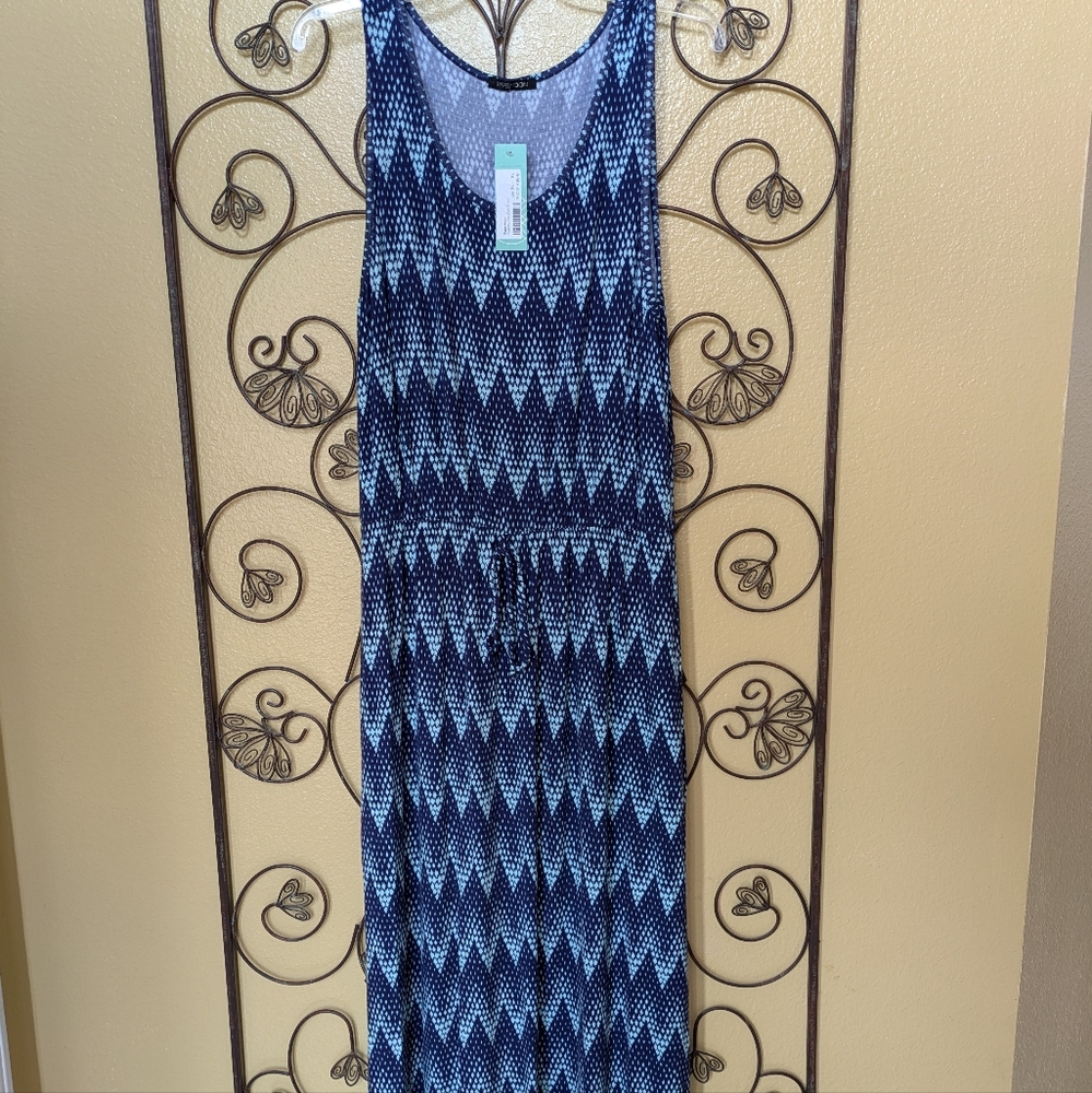 NWT Navy and teal zigzag maxi dress Papermoon size XL